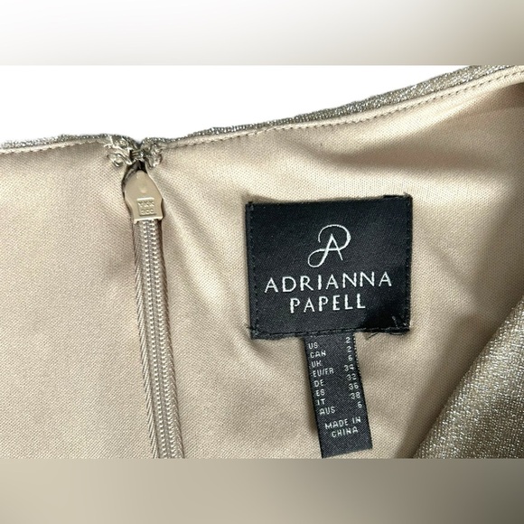 NWT Adrianna Papell Women Draped Knit Faux Wrap Dress Long Sleeve Gold Champagne - Picture 6 of 10